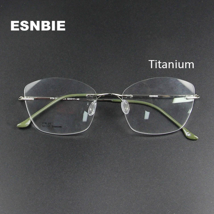 Esnbie Women's Rimless Cat Eye Titanium Eyeglasses 37815 Rimless Esnbie   