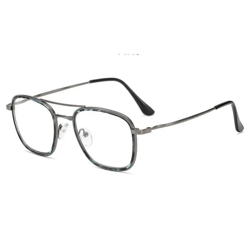 Handoer Unisex Full Rim Square Double Bridge Alloy Eyeglasses 2624 Full Rim Handoer Tofu Gray  