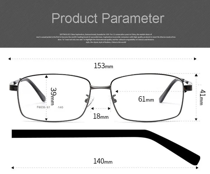 Hotochki Men's Full Rim Rectangle  Alloy Frame Eyeglasses 6035 Full Rim Hotochki   