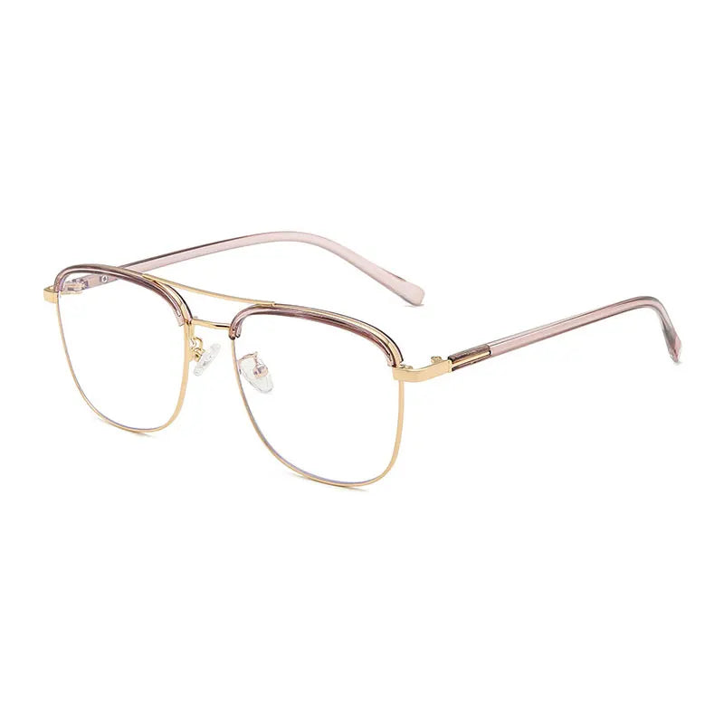 Hotony Women's Full Rim Square Double Bridge Alloy Tr 90 Eyeglasses 81872