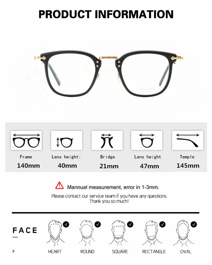 Aimee Men's Full Rim Square Titanium Acetate Eyeglasses 20806 Full Rim Aimee   