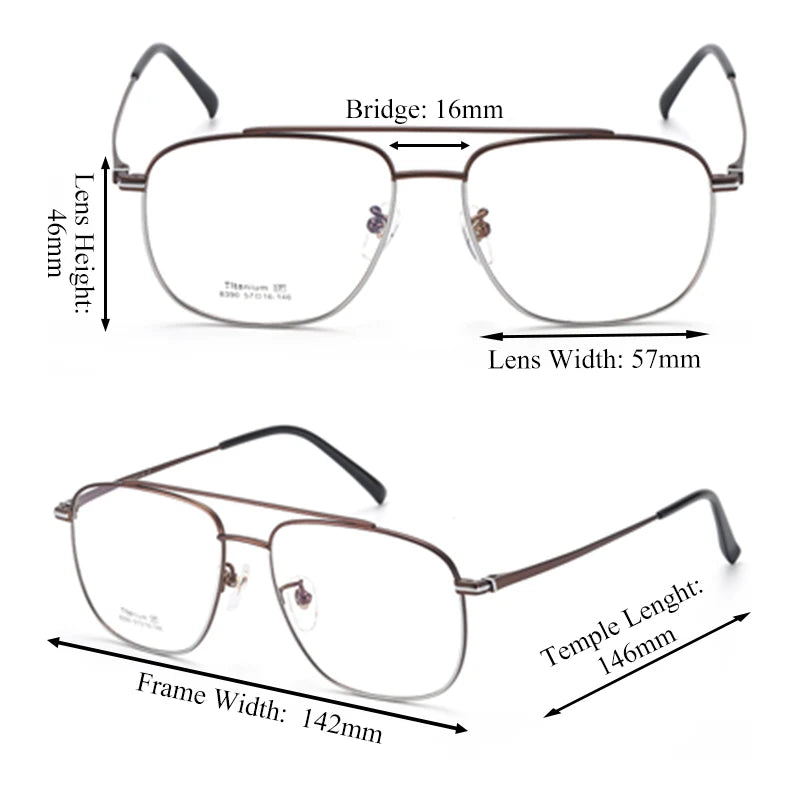 Chashma Unisex Full Rim Square Double Bridge Titanium Eyeglasses 8390 Full Rim Chashma   