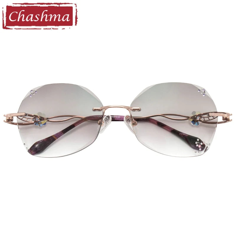 Chashma Women's Rimless Oval Butterfly Titanium Eyeglasses 881007