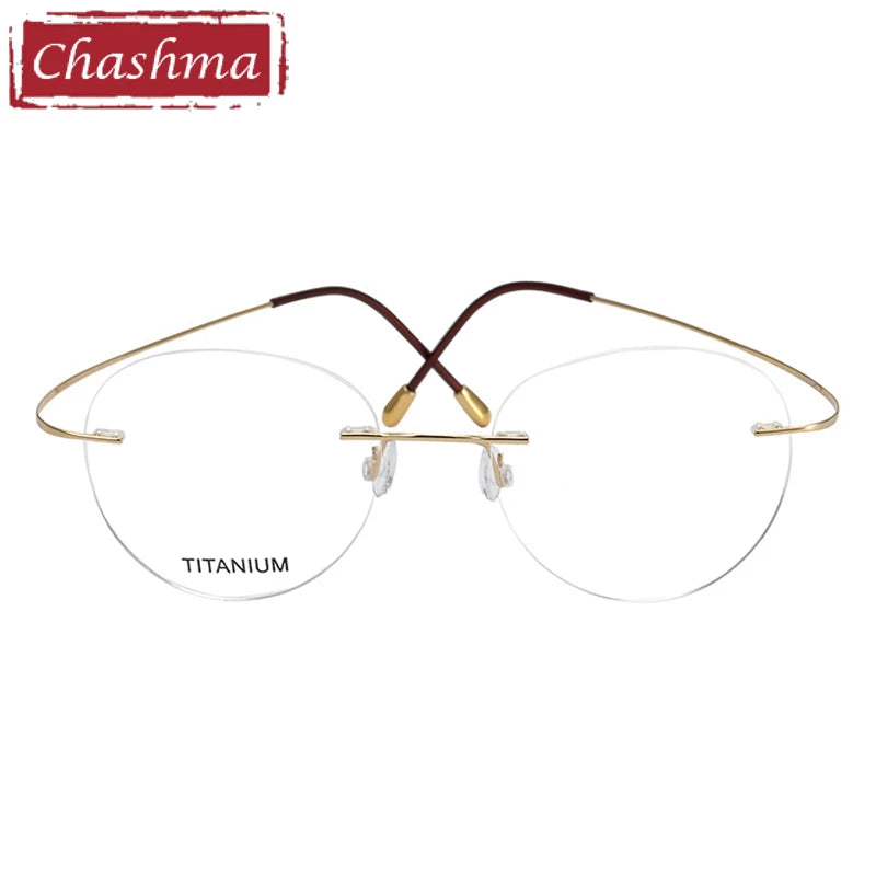 Chashma Women's Rimless Flat Top Round Titanium Eyeglasses 16017 Rimless Chashma   