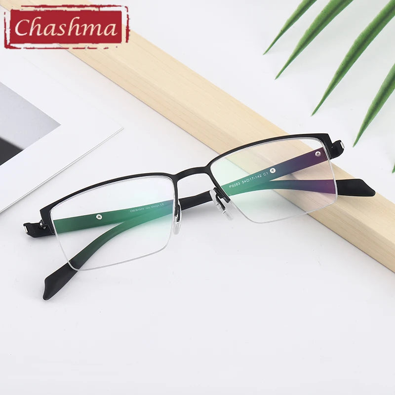 Chashma Ochki Women's Semi Rim Square Titanium Alloy Eyeglasses 49283 Semi Rim Chashma Ochki   