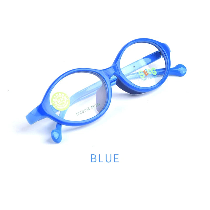 Secg Unisex Children's Full Rim Oval Tr 90 Silicone Eyeglasses 26045 Full Rim Secg blue  