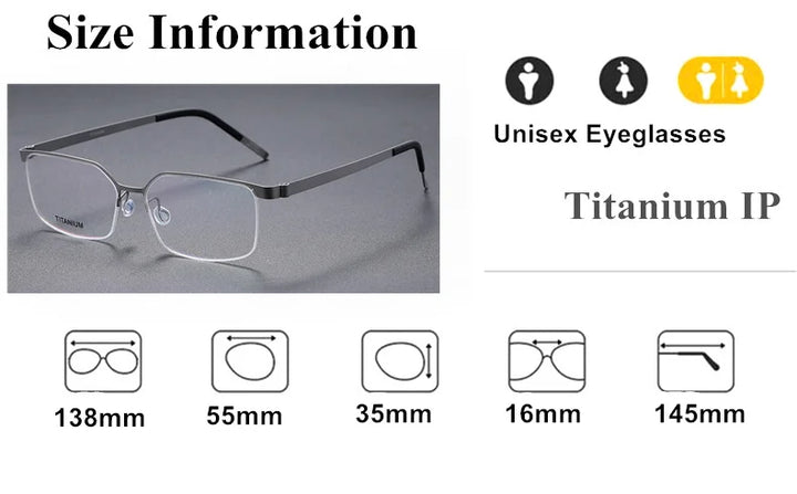 Aimee Unisex Semi Rim Square Screwless Titanium Eyeglasses 7422 Semi Rim Aimee   