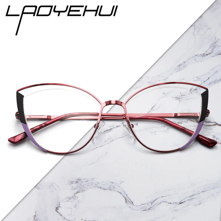 Laoyehui Women's Full Rim Oval Cat Eye Alloy Reading Glasses 1993 Reading Glasses Laoyehui   