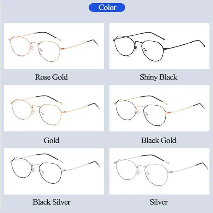 Hotony Women Full Rim Flat Top Round Alloy Eyeglasses 42021 Full Rim Hotony   