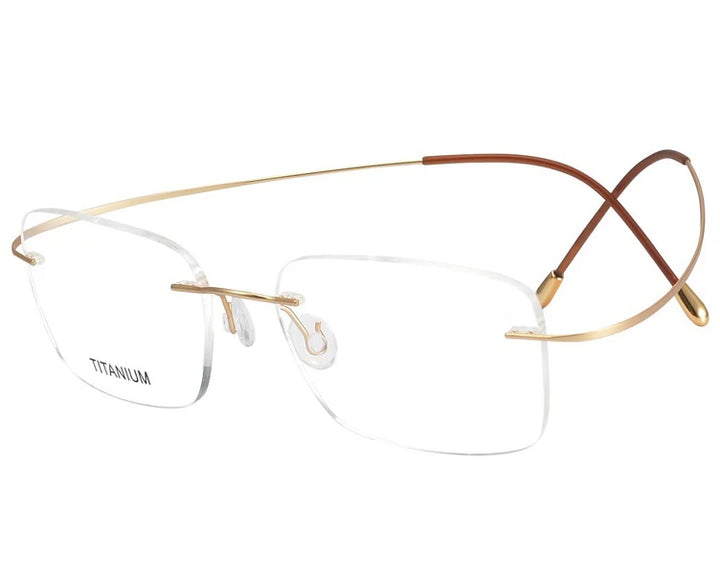 Eleccion Unisex Rimless Square Screwless Titanium Eyeglasses 16016 Rimless Eleccion C5. Gold Frame