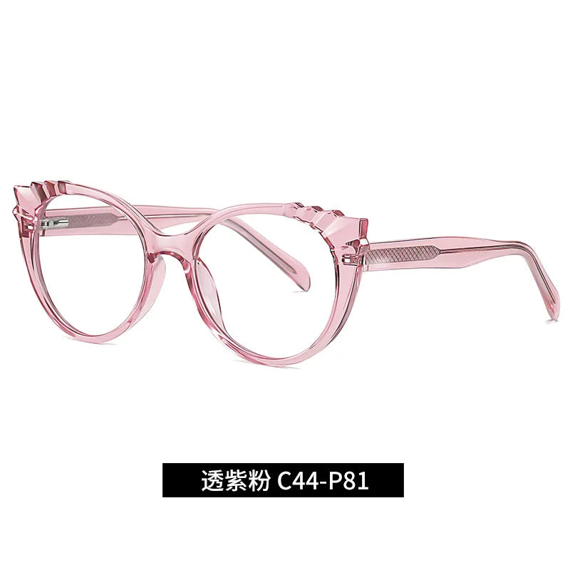 Reven Jate Unisex Full Rim Oval Cat Eye Tr 90 Alloy Eyeglasses 3510 4