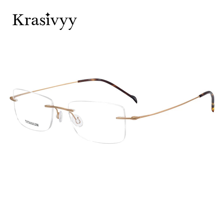 Krasivyy Unisex Rimless Square Screwless Titanium Eyeglasses 316008