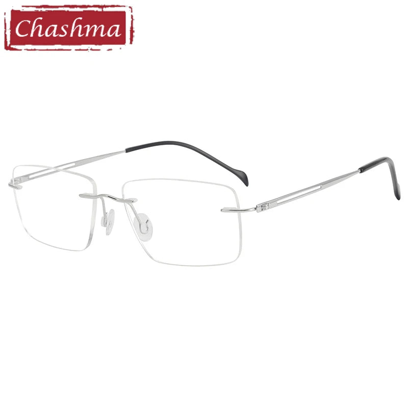 Chashma Ottica Men's Rimless Rectangle Titanium Eyeglasses 5019 Rimless Chashma Ottica   