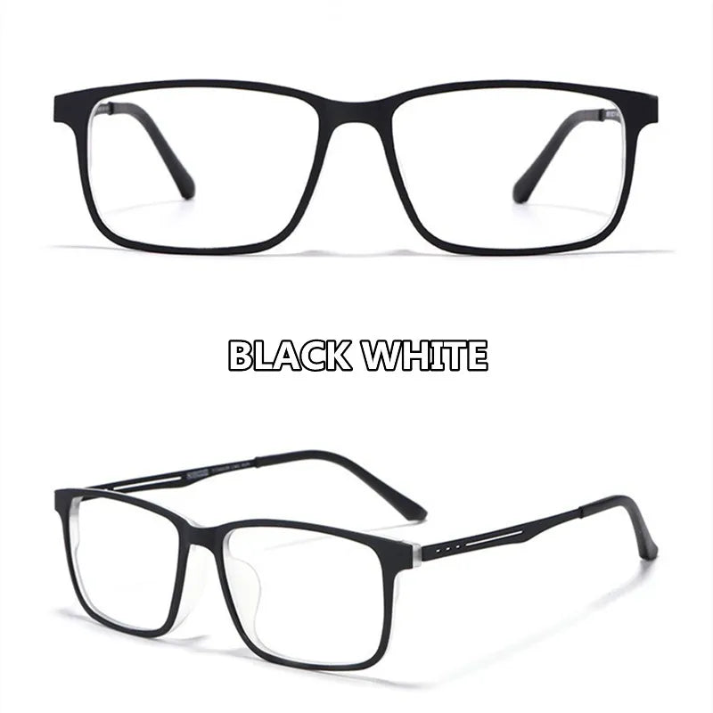Kocolior Unisex Full Rim Square Tr 90 Titanium Hyperopic Reading Glasses F3003 Reading Glasses Kocolior Black White +100 