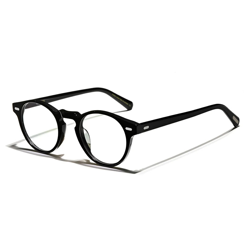 Hewei Unisex Full Rim Round Acetate Eyeglasses 0005 Full Rim Hewei black  