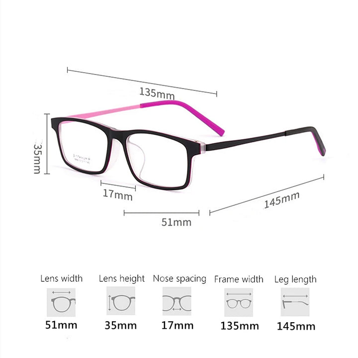 Kocolior Women's Full Rim Square Tr 90 Titanium Eyeglasses 48886