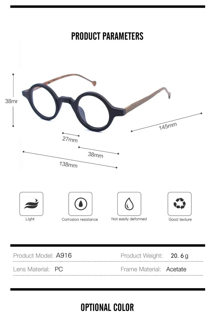 Muzz Women's Full Rim Round Acetate Eyeglasses 817916