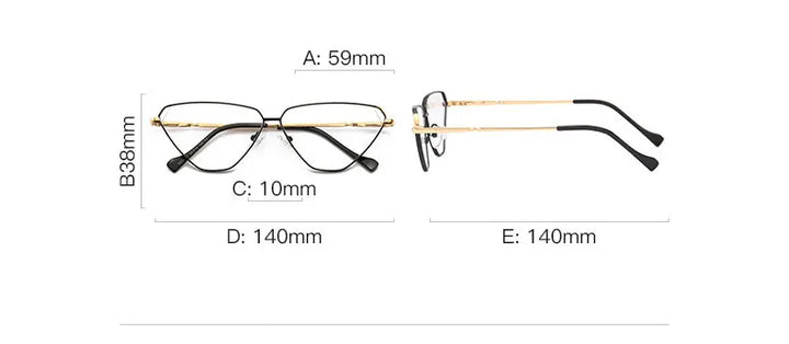 Hotony Women's Full Rim Triangle Cat Eye Alloy Eyeglasses 3023 Full Rim Hotony   