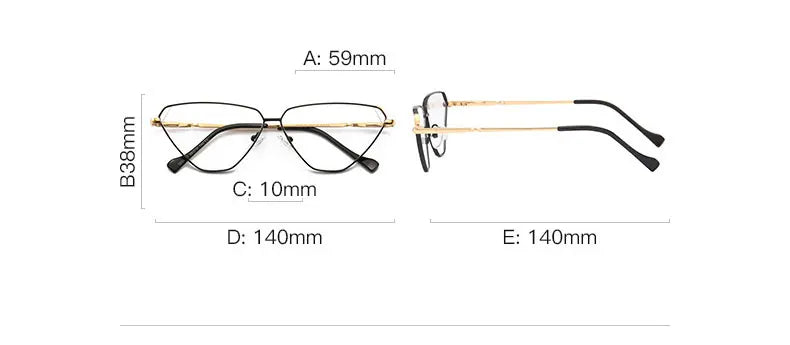 Hotony Women's Full Rim Triangle Cat Eye Alloy Eyeglasses 30239