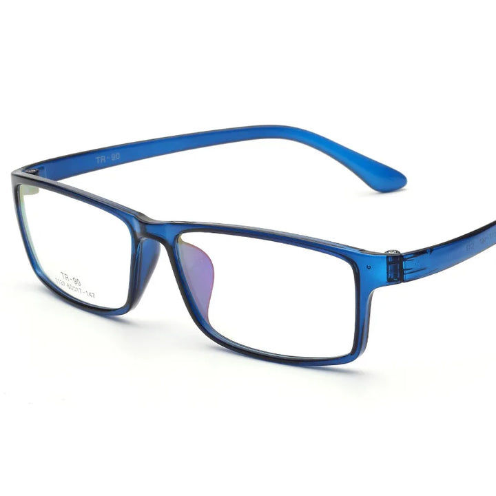 Cubojue Men's Full Rim Big Square Tr 90 Titanium Reading Glasses 71137 Reading Glasses Cubojue Blue no function lens 0