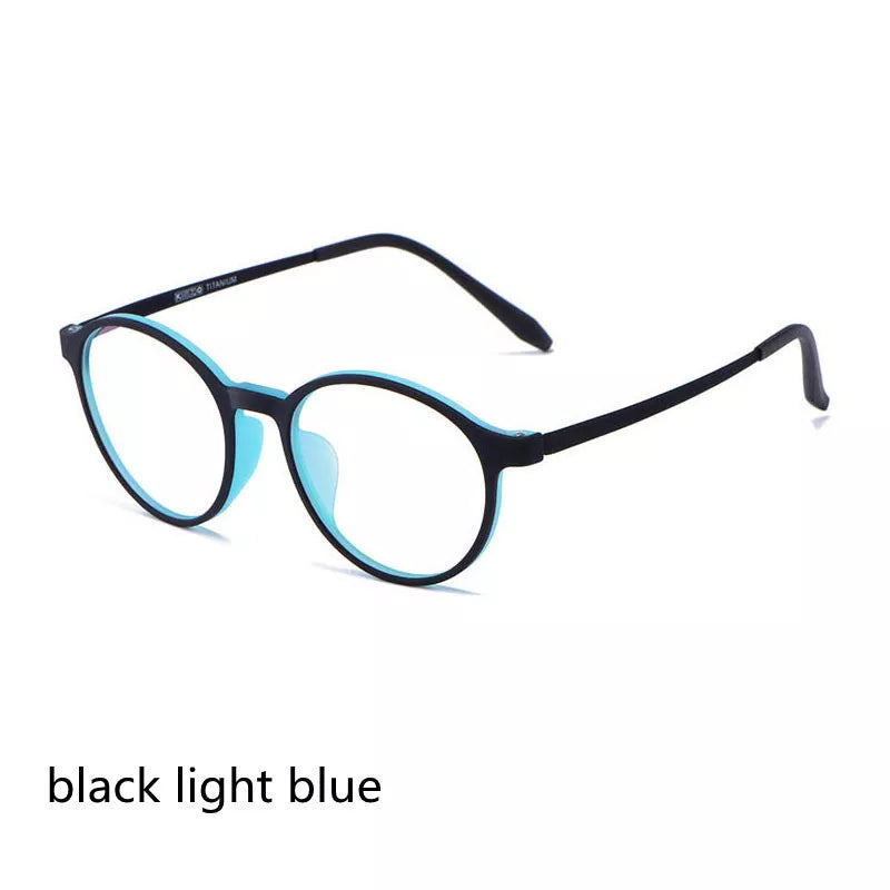 Kocolior Unisex Full Rim Round Rubber Titanium Hyperopic Reading Glasses 9135 Reading Glasses Kocolior Black Light Blue China 0