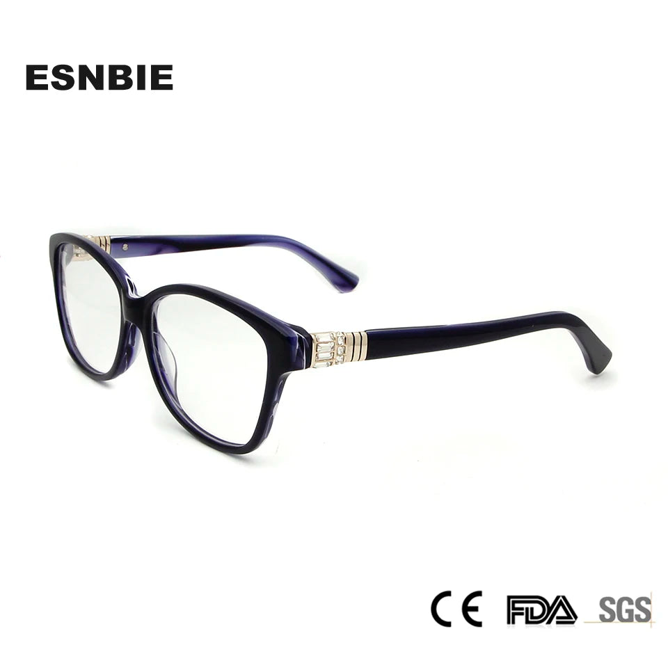 Esnbie Women's Full Rim Square Acetate Eyeglasses 31003 Full Rim Esnbie   