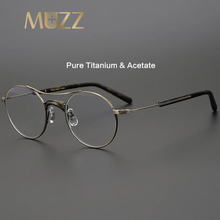 Muzz Women's Full Rim Oval Double Bridge Titanium Eyeglasses 4106 Full Rim Muzz   