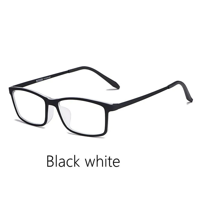 Kocolior Unisex Full Rim Square Tr 90 Titanium Eyeglasses 3048 Full Rim Kocolior Black white  