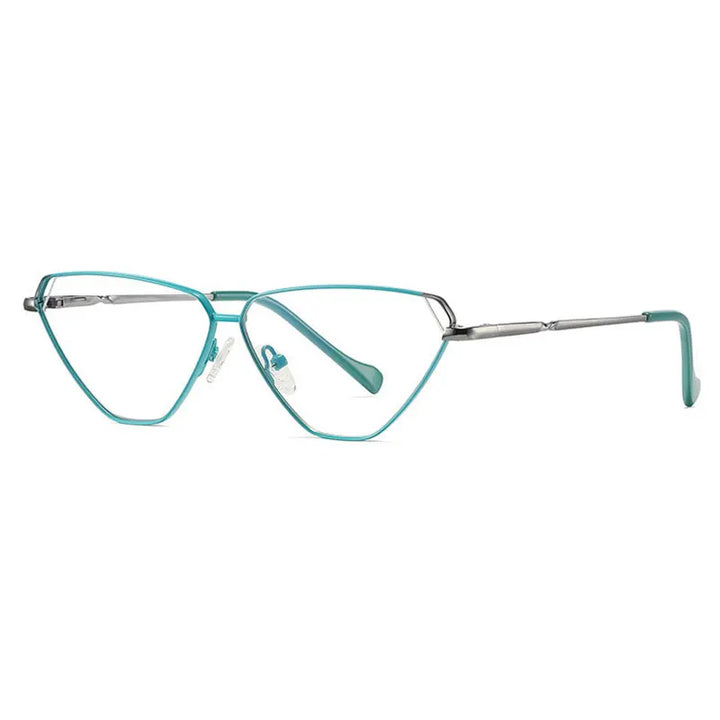 Hotony Women's Full Rim Triangle Cat Eye Alloy Eyeglasses 3023 Full Rim Hotony green  