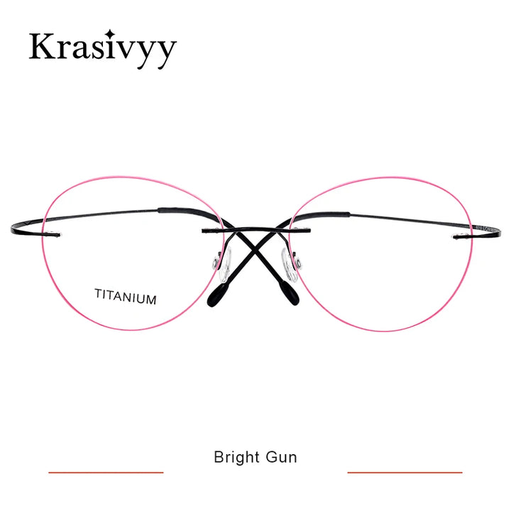 Krasivyy Unisex Rimless Oval Round Titanium Eyeglasses 36019