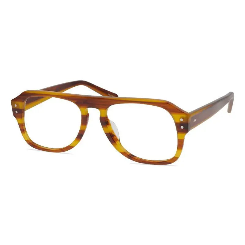 Aimee Men's Full Rim Square Brow Line Acetate Eyeglasses 9539 Full Rim Aimee Brown stripes  