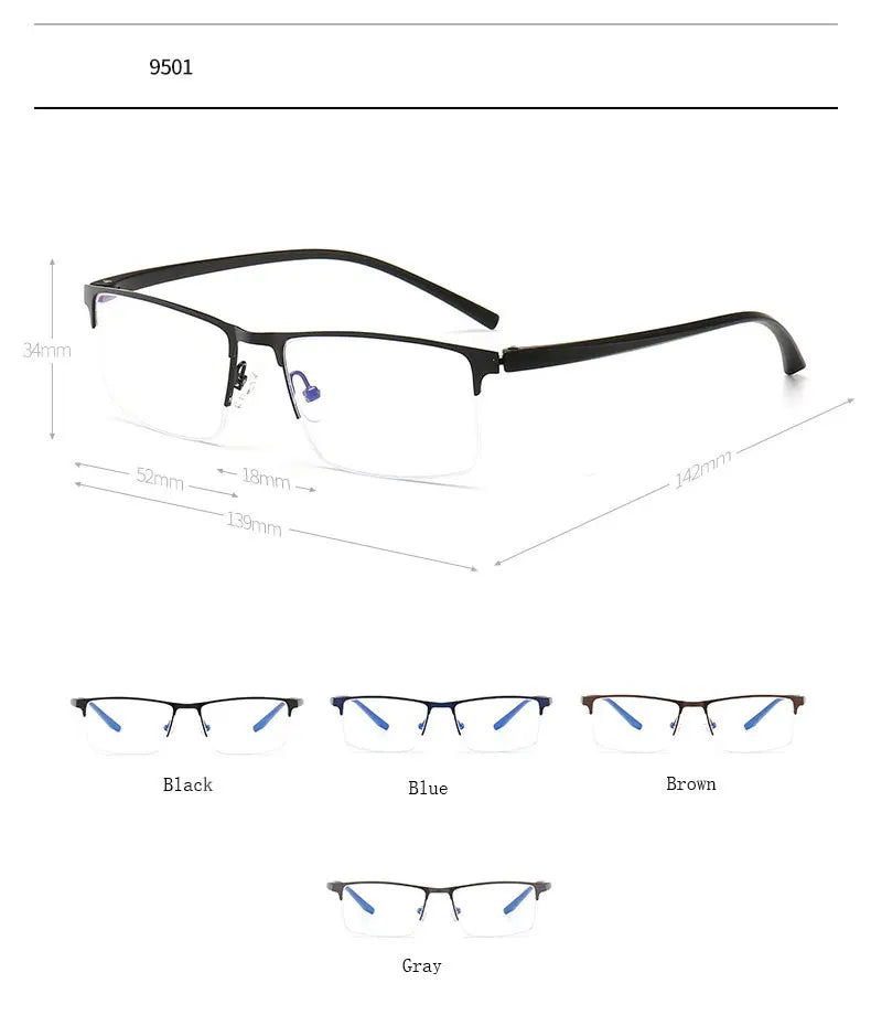 Hotochki 9501 unisex semi rim alloy prescription eyeglasses — view 2