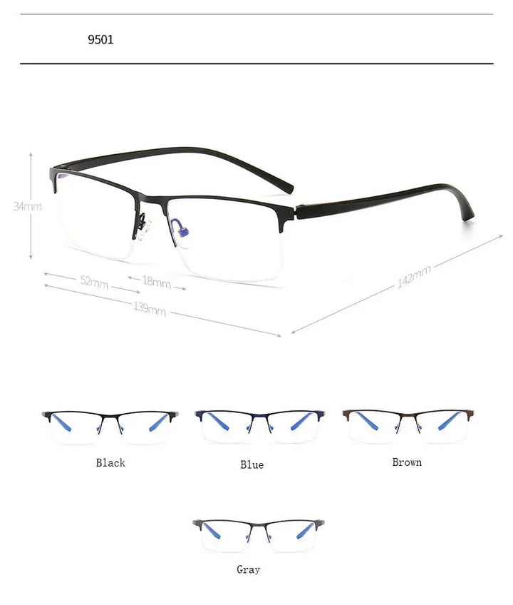 Hotochki 9501 unisex semi rim alloy prescription eyeglasses — view 2