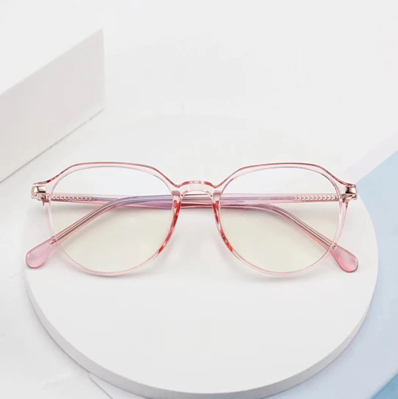 Bolluzzy Women's Full Rim Flat Top Oval Tr 90 Alloy Eyeglasses 5217 Full Rim Bolluzzy Pink  