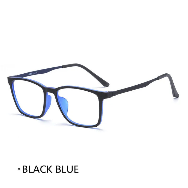 Kocolior Unisex Full Rim Square Tr 90 Titanium Hyperopic Reading Glasses 3067 Reading Glasses Kocolior Black Blue +25 