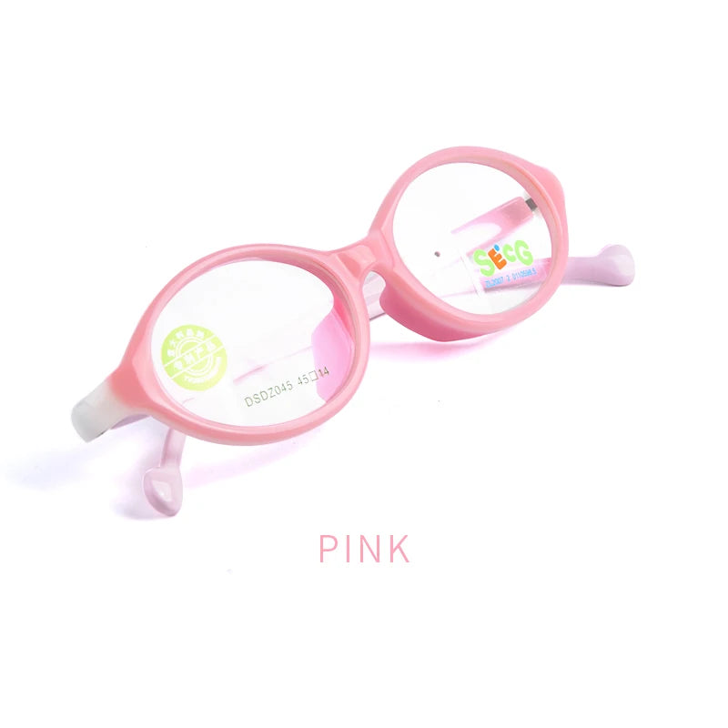 Secg Unisex Children's Full Rim Oval Tr 90 Silicone Eyeglasses 26045 Full Rim Secg pink  