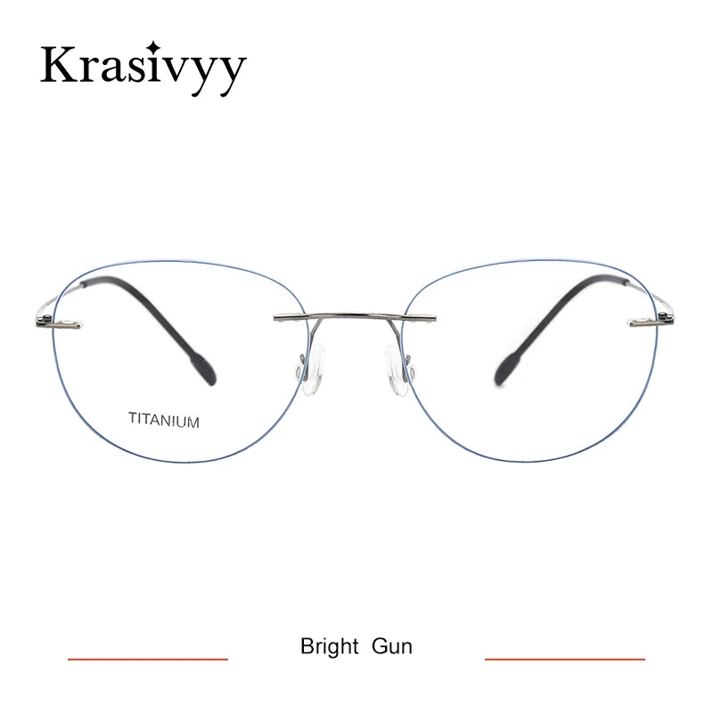 Krasivyy Women's Rimless Oval Round Titanium Eyeglasses 318003