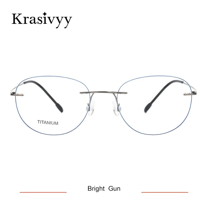 Krasivyy Women's Rimless Oval Round Titanium Eyeglasses 318003
