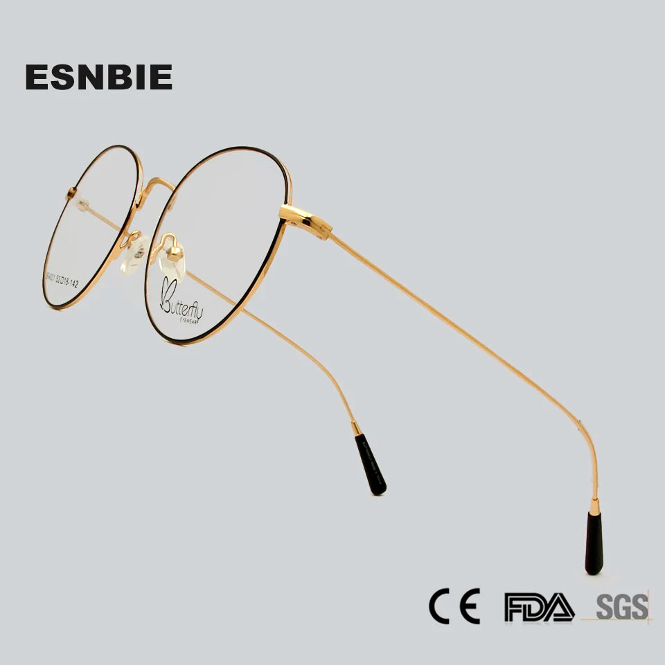 Esnbie Unisex Full Rim Round Alloy Eyeglasses 40311 Full Rim Esnbie   