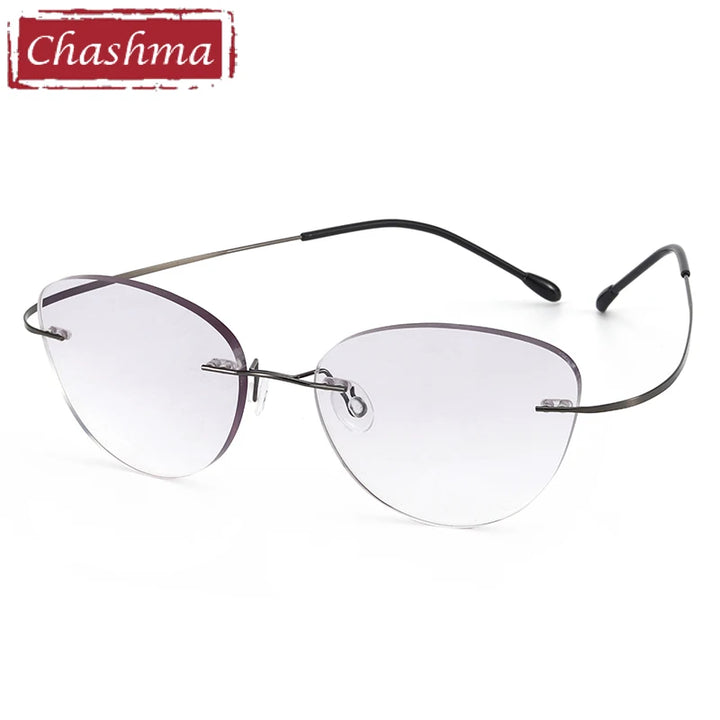 Chashma Women's Rimless Cat Eye Screwless Titanium Eyeglasses 660742