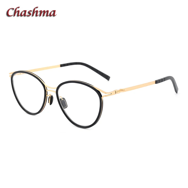 Chashma Ochki Men's Full Rim Round Acetate Titanium Eyeglasses 89032