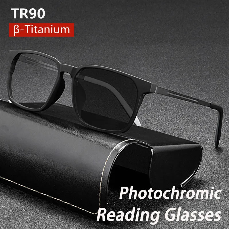 Kocolior Unisex Full Rim Square Tr 90 Titanium Hyperopic Reading Glasses 88781 Reading Glasses Kocolior   