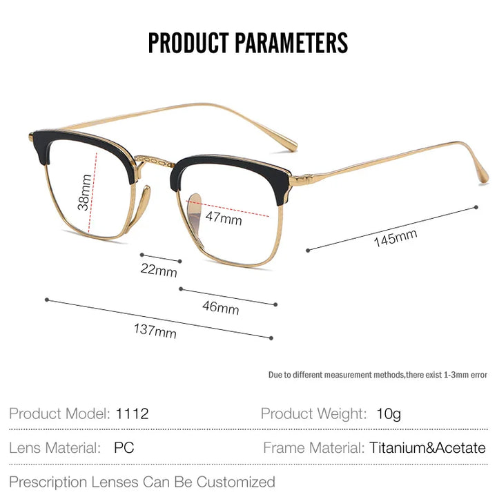 Muzz Women's Full Rim Square Acetate Titanium Eyeglasses 41112
