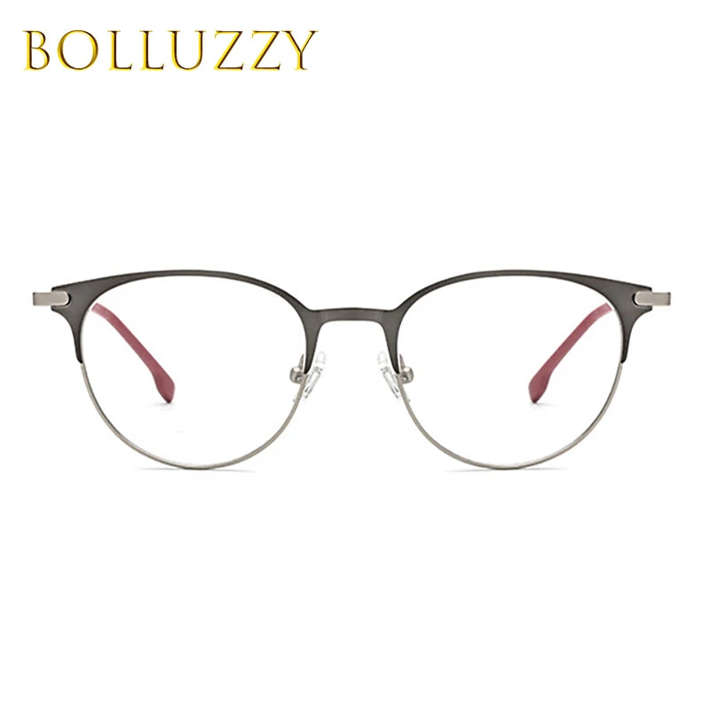 Bolluzzy Unisex Full Rim Round Screwless Alloy PC Eyeglasses 4218 Full Rim Bolluzzy   