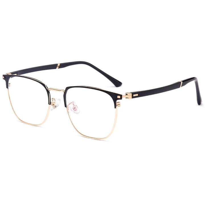 Hotochki Mens Semi Rim Square Alloy Eyeglasses 6120d Full Rim Hotochki Black Gold  