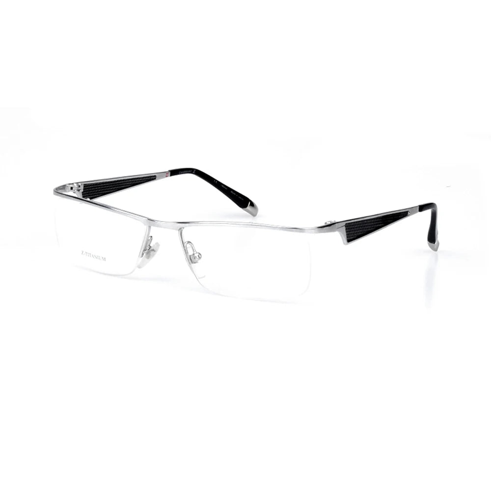 Aimee Unisex Semi Rim Square Titanium Eyeglasses 11750 Semi Rim Aimee Silver  