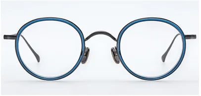 Aimee Unisex Full Rim Round Titanium Acetate Eyeglasses 14139 Full Rim Aimee Blue  