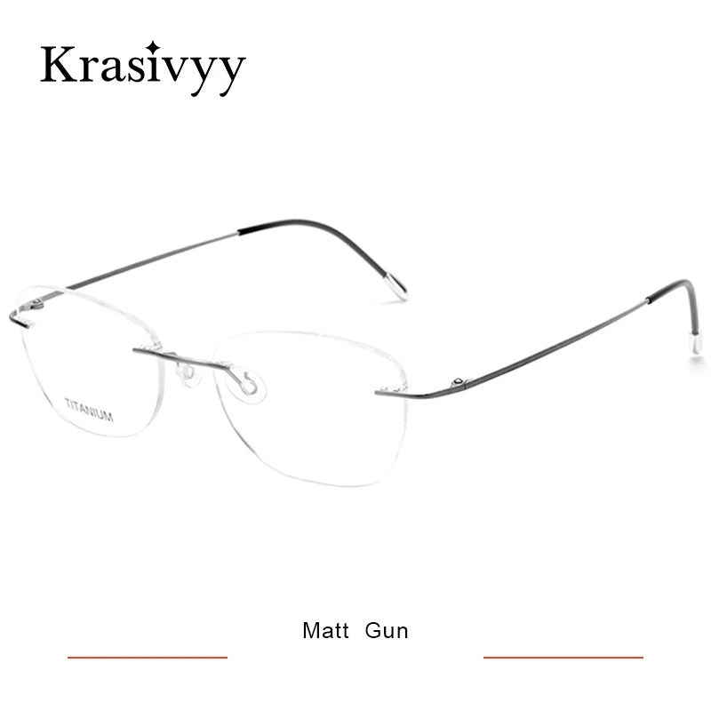 Krasivyy Unisex Rimless Oval Pure Titanium Prescription Eyeglasses KR6013 size chart