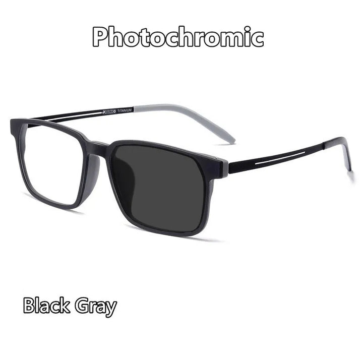 Kocolior Unisex Full Rim Square Tr 90 Titanium Hyperopic Reading Glasses 88781 Reading Glasses Kocolior Gray Photochromic 0 