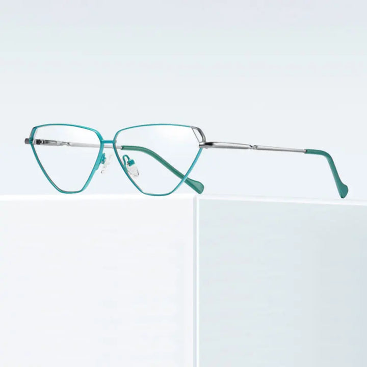 Hotony Women's Full Rim Triangle Cat Eye Alloy Eyeglasses 30239